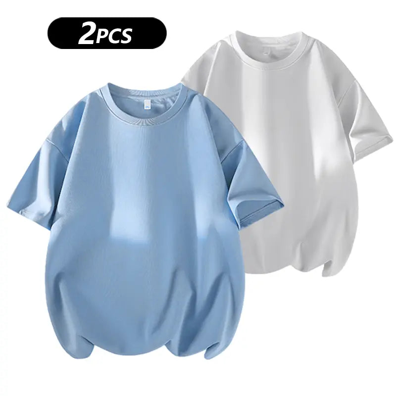 Summervibes Men'S 100% Cotton Crew Neck T-Shirts Set - Soft Loose Fit Navy Gray Black Tees for Casual Daily Wear