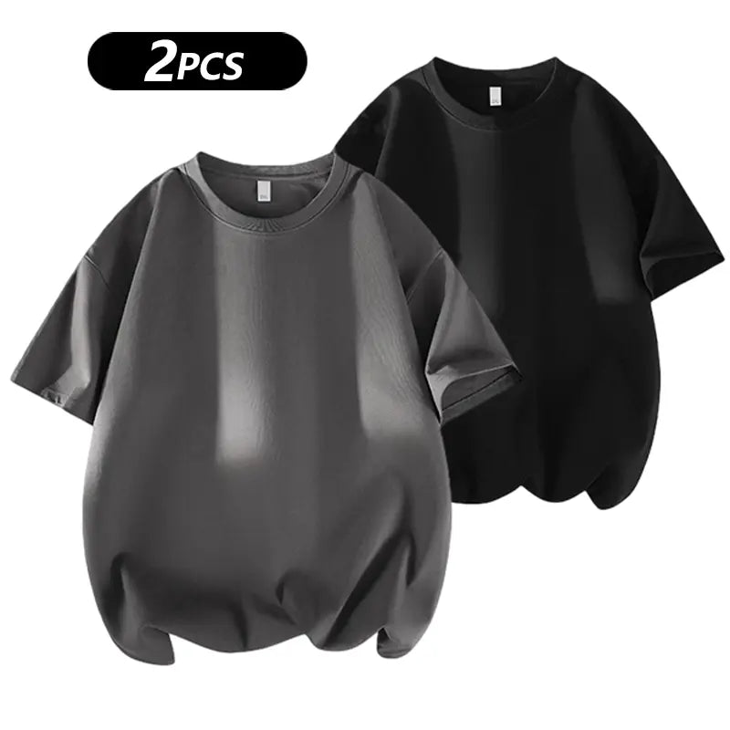 Summervibes Men'S 100% Cotton Crew Neck T-Shirts Set - Soft Loose Fit Navy Gray Black Tees for Casual Daily Wear