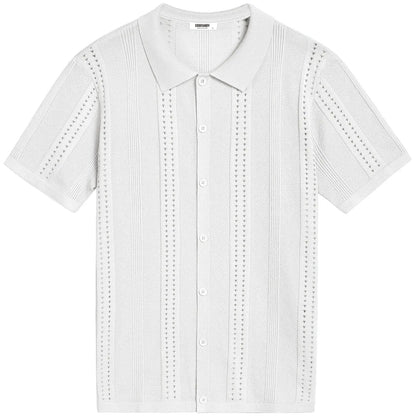 COOFANDY Men'S Knit Shirts Short Sleeve Button down Polo Shirt Fashion Casual Summer Beach Shirts Menswear Top