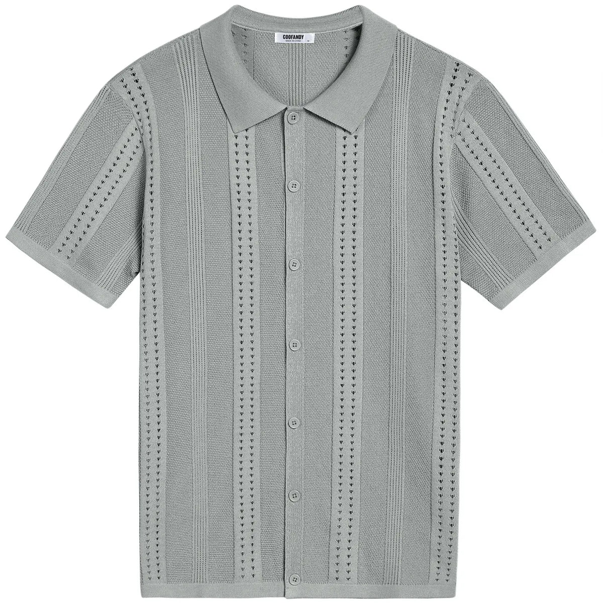 COOFANDY Men'S Knit Shirts Short Sleeve Button down Polo Shirt Fashion Casual Summer Beach Shirts Menswear Top