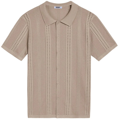 COOFANDY Men'S Knit Shirts Short Sleeve Button down Polo Shirt Fashion Casual Summer Beach Shirts Menswear Top