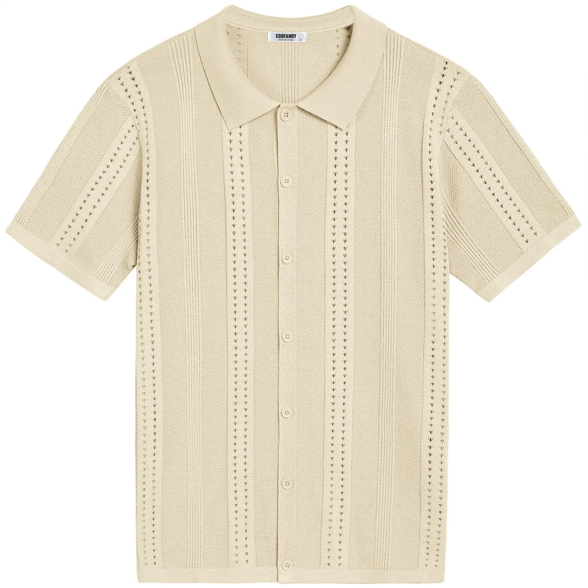 COOFANDY Men'S Knit Shirts Short Sleeve Button down Polo Shirt Fashion Casual Summer Beach Shirts Menswear Top