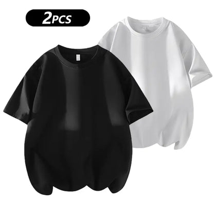Summervibes Men'S 100% Cotton Crew Neck T-Shirts Set - Soft Loose Fit Navy Gray Black Tees for Casual Daily Wear