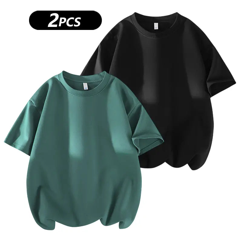 Summervibes Men'S 100% Cotton Crew Neck T-Shirts Set - Soft Loose Fit Navy Gray Black Tees for Casual Daily Wear