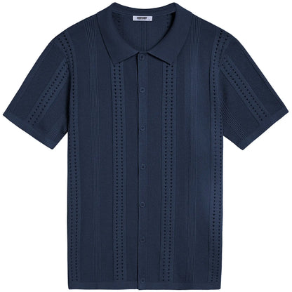 COOFANDY Men'S Knit Shirts Short Sleeve Button down Polo Shirt Fashion Casual Summer Beach Shirts Menswear Top