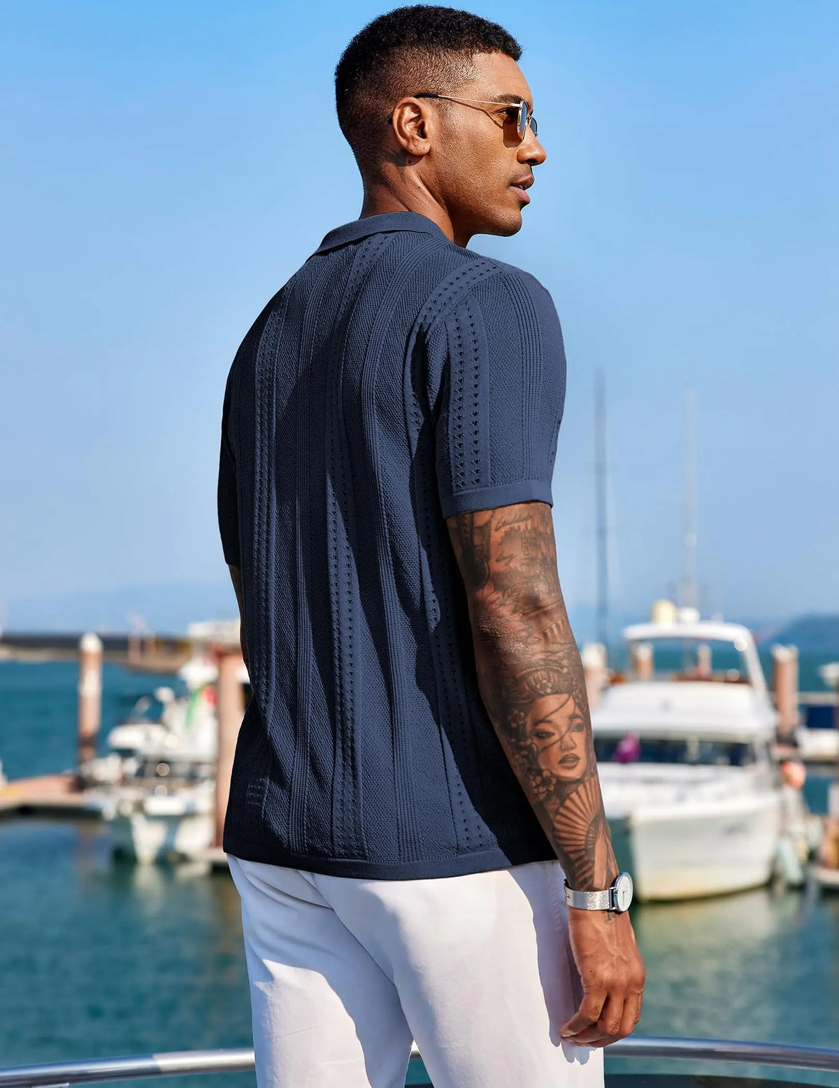 COOFANDY Men'S Knit Shirts Short Sleeve Button down Polo Shirt Fashion Casual Summer Beach Shirts Menswear Top