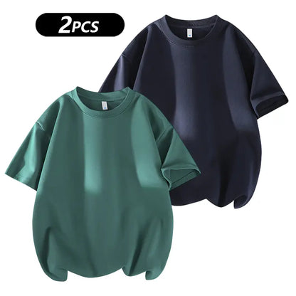 Summervibes Men'S 100% Cotton Crew Neck T-Shirts Set - Soft Loose Fit Navy Gray Black Tees for Casual Daily Wear