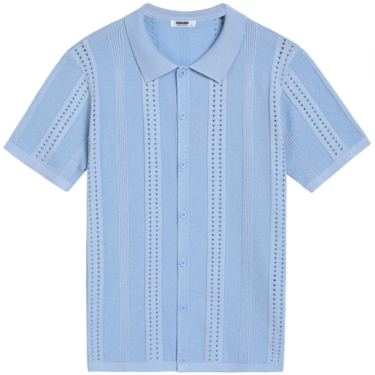 COOFANDY Men'S Knit Shirts Short Sleeve Button down Polo Shirt Fashion Casual Summer Beach Shirts Menswear Top